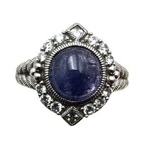 Judith Ripka Womens Ring Sterling Silver Purple Gemstone Size 9